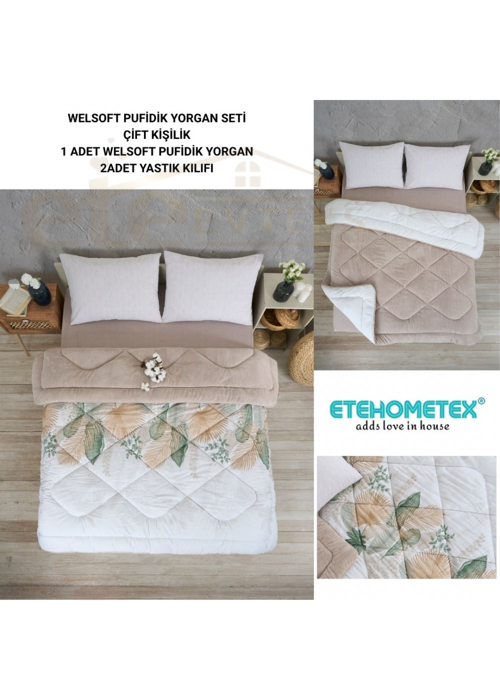 ETE HOMETEX ÇİFT KİŞİLİK LÜX WELSOFT YORGAN 195X215CM ALENA BEJ 8696474231940 ETE HOMETEX ÇİFT KİŞİLİK LÜX WELSOFT YORGAN 195X215CM ALENA BEJ 8696474231940